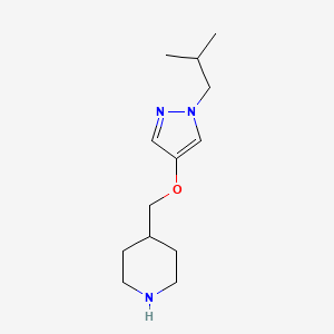 molecular formula C13H23N3O B8174221 4-(((1-Isobutyl-1H-pyrazol-4-yl)oxy)methyl)piperidine 