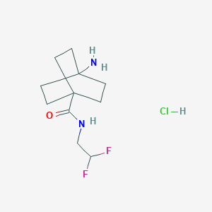 molecular formula C11H19ClF2N2O B8174260 4-Amino-N-(2,2-difluoroethyl)bicyclo[2.2.2]octane-1-carboxamide hydrochloride 