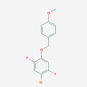 molecular formula C14H11BrF2O2 B8174287 1-Bromo-2,5-difluoro-4-((4-methoxybenzyl)oxy)benzene 