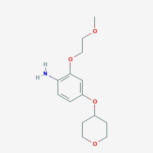 molecular formula C14H21NO4 B8174503 2-(2-Methoxyethoxy)-4-((tetrahydro-2H-pyran-4-yl)oxy)aniline 
