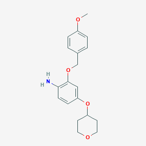 molecular formula C19H23NO4 B8174524 2-((4-Methoxybenzyl)oxy)-4-((tetrahydro-2H-pyran-4-yl)oxy)aniline 