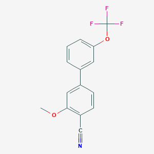 molecular formula C15H10F3NO2 B8174535 4-Cyano-3-methoxy-3'-(trifluoromethoxy)biphenyl 