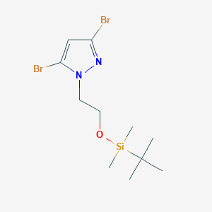 molecular formula C11H20Br2N2OSi B8174576 3,5-Dibromo-1-(2-((tert-butyldimethylsilyl)oxy)ethyl)-1H-pyrazole 