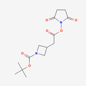 molecular formula C14H20N2O6 B8174606 tert-Butyl 3-(2-((2,5-dioxopyrrolidin-1-yl)oxy)-2-oxoethyl)azetidine-1-carboxylate 