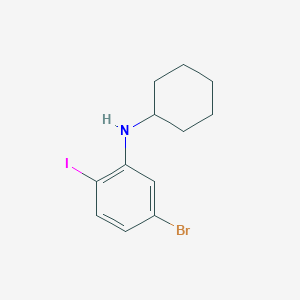 molecular formula C12H15BrIN B8174746 5-Bromo-N-cyclohexyl-2-iodoaniline 
