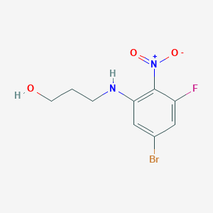 molecular formula C9H10BrFN2O3 B8174772 3-((5-Bromo-3-fluoro-2-nitrophenyl)amino)propan-1-ol 