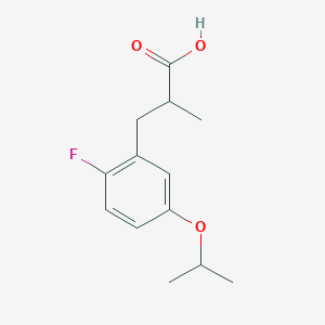 molecular formula C13H17FO3 B8174870 3-(2-Fluoro-5-isopropoxyphenyl)-2-methylpropanoic acid 