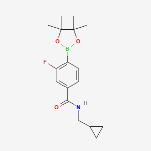 molecular formula C17H23BFNO3 B8175172 N-(Cyclopropylmethyl)-3-fluoro-4-(4,4,5,5-tetramethyl-1,3,2-dioxaborolan-2-yl)benzamide 