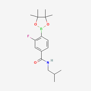molecular formula C17H25BFNO3 B8175176 3-Fluoro-N-isobutyl-4-(4,4,5,5-tetramethyl-1,3,2-dioxaborolan-2-yl)benzamide 