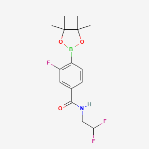 molecular formula C15H19BF3NO3 B8175179 N-(2,2-Difluoroethyl)-3-fluoro-4-(4,4,5,5-tetramethyl-1,3,2-dioxaborolan-2-yl)benzamide 