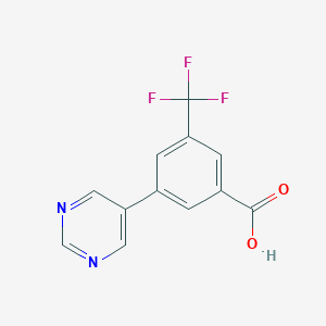 molecular formula C12H7F3N2O2 B8175269 3-(Pyrimidin-5-yl)-5-(trifluoromethyl)benzoic acid 