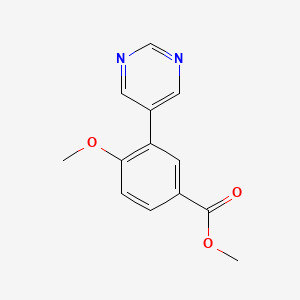 molecular formula C13H12N2O3 B8175286 Methyl 4-methoxy-3-pyrimidin-5-ylbenzoate 