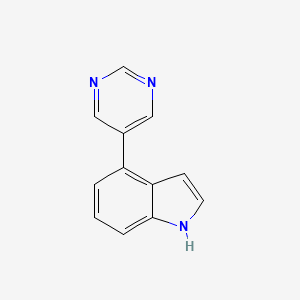 molecular formula C12H9N3 B8175294 4-pyrimidin-5-yl-1H-indole 