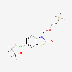 molecular formula C19H30BNO4SSi B8175433 6-(4,4,5,5-Tetramethyl-1,3,2-dioxaborolan-2-yl)-3-((2-(trimethylsilyl)ethoxy)methyl)benzo[d]thiazol-2(3H)-one 