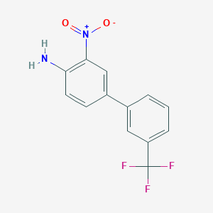 molecular formula C13H9F3N2O2 B8175450 3-Nitro-3'-(trifluoromethyl)-[1,1'-biphenyl]-4-amine 