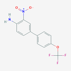 molecular formula C13H9F3N2O3 B8175467 3-Nitro-4'-(trifluoromethoxy)-[1,1'-biphenyl]-4-amine 