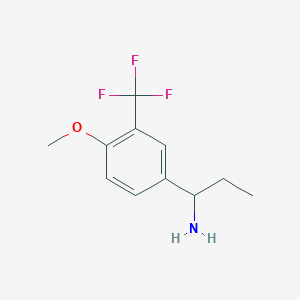 molecular formula C11H14F3NO B8175489 1-(4-Methoxy-3-(trifluoromethyl)phenyl)propan-1-amine 
