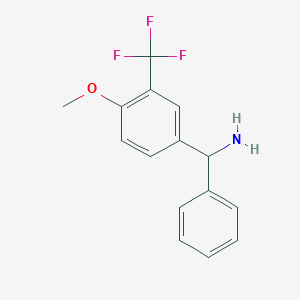 molecular formula C15H14F3NO B8175490 (4-Methoxy-3-(trifluoromethyl)phenyl)(phenyl)methanamine 