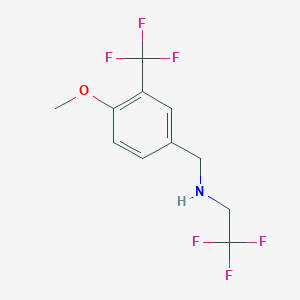 molecular formula C11H11F6NO B8175493 2,2,2-Trifluoro-N-(4-methoxy-3-(trifluoromethyl)benzyl)ethanamine 