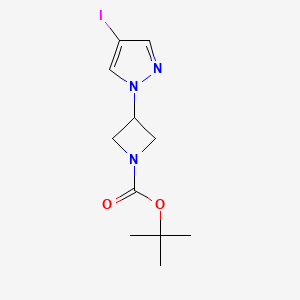 molecular formula C11H16IN3O2 B8175604 tert-butyl 3-(4-iodo-1H-pyrazol-1-yl)azetidine-1-carboxylate 
