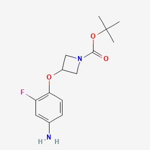 molecular formula C14H19FN2O3 B8175648 3-(4-Amino-2-fluoro-phenoxy)-azetidine-1-carboxylic acid tert-butyl ester 