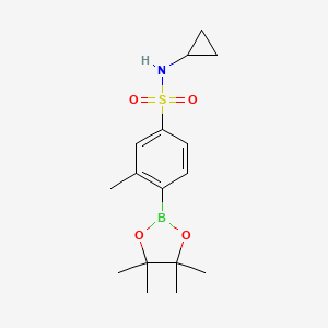 molecular formula C16H24BNO4S B8175659 N-Cyclopropyl-3-methyl-4-(4,4,5,5-tetramethyl-[1,3,2]dioxaborolan-2-yl)-benzenesulfonamide 