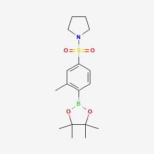 molecular formula C17H26BNO4S B8175661 1-[3-Methyl-4-(4,4,5,5-tetramethyl-[1,3,2]dioxaborolan-2-yl)-benzenesulfonyl]-pyrrolidine 