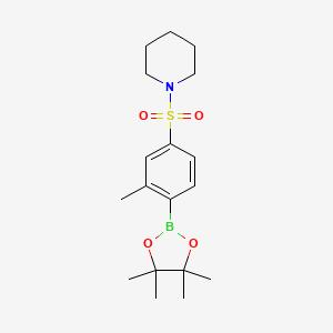 molecular formula C18H28BNO4S B8175668 1-[3-Methyl-4-(4,4,5,5-tetramethyl-[1,3,2]dioxaborolan-2-yl)-benzenesulfonyl]-piperidine 