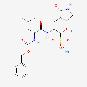 sodium;1-hydroxy-2-[[(2S)-4-methyl-2-(phenylmethoxycarbonylamino)pentanoyl]amino]-3-(2-oxopyrrolidin-3-yl)propane-1-sulfonate