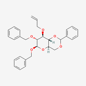 molecular formula C30H32O6 B8175729 (4aR,6R,7R,8S,8aR)-2-phenyl-6,7-bis(phenylmethoxy)-8-prop-2-enoxy-4,4a,6,7,8,8a-hexahydropyrano[3,2-d][1,3]dioxine 
