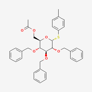 molecular formula C36H38O6S B8175764 4-Methylphenyl 6-O-acetyl-2,3,4-tri-O-benzyl-1-thio-alpha-D-glucopyranoside min. 99% 