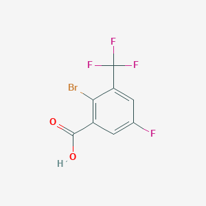 molecular formula C8H3BrF4O2 B8175796 2-Bromo-5-fluoro-3-(trifluoromethyl)benzoic acid 