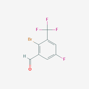 molecular formula C8H3BrF4O B8175878 2-Bromo-5-fluoro-3-(trifluoromethyl)benzaldehyde 