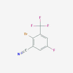 molecular formula C8H2BrF4N B8175892 2-Bromo-5-fluoro-3-(trifluoromethyl)benzonitrile 