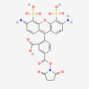 molecular formula C25H17N3O13S2 B8175910 2-(6-Amino-3-imino-4,5-disulfo-3H-xanthen-9-yl)-5-(((2,5-dioxopyrrolidin-1-yl)oxy)carbonyl)benzoic acid 