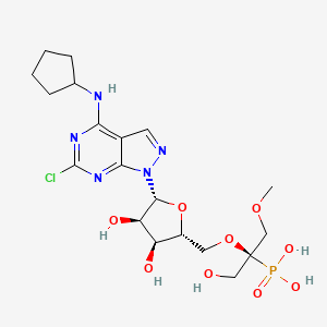 molecular formula C19H29ClN5O9P B8175925 6-chloro-N-cyclopentyl-1-{5-O-[(2R)-1-hydroxy-3-methoxy-2-phosphonopropan-2-yl]-beta-D-ribofuranosyl}-1H-pyrazolo[3,4-d]pyrimidin-4-amine 