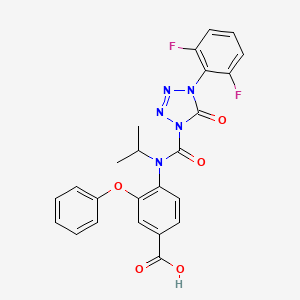 molecular formula C24H19F2N5O5 B8175928 4-[[4-(2,6-Difluorophenyl)-5-oxotetrazole-1-carbonyl]-propan-2-ylamino]-3-phenoxybenzoic acid 