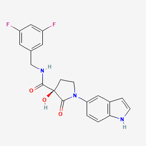 molecular formula C20H17F2N3O3 B8175979 (3R)-N-[(3,5-difluorophenyl)methyl]-3-hydroxy-1-(1H-indol-5-yl)-2-oxopyrrolidine-3-carboxamide 