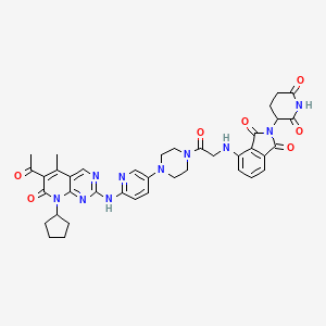 molecular formula C39H40N10O7 B8176020 4-[[2-[4-[6-[(6-Acetyl-8-cyclopentyl-5-methyl-7-oxopyrido[2,3-d]pyrimidin-2-yl)amino]pyridin-3-yl]piperazin-1-yl]-2-oxoethyl]amino]-2-(2,6-dioxopiperidin-3-yl)isoindole-1,3-dione 