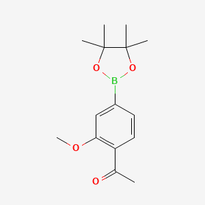 molecular formula C15H21BO4 B8176103 1-[2-(Methyloxy)-4-(4,4,5,5-tetramethyl-1,3,2-dioxaborolan-2-yl)phenyl]ethanone 