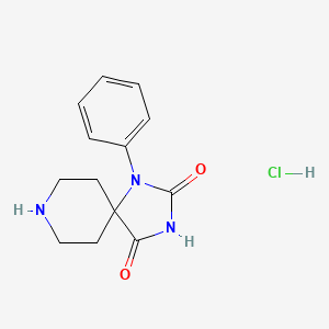 molecular formula C13H16ClN3O2 B8176190 1-Phenyl-1,3,8-triazaspiro[4.5]decane-2,4-dione hydrochloride 