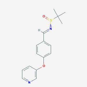 molecular formula C16H18N2O2S B8176211 (NE,R)-2-methyl-N-[(4-pyridin-3-yloxyphenyl)methylidene]propane-2-sulfinamide 