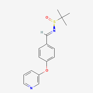 molecular formula C16H18N2O2S B8176217 (NE,S)-2-methyl-N-[(4-pyridin-3-yloxyphenyl)methylidene]propane-2-sulfinamide 
