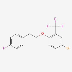 molecular formula C15H11BrF4O B8176355 4-Bromo-1-(4-fluorophenethoxy)-2-(trifluoromethyl)benzene 
