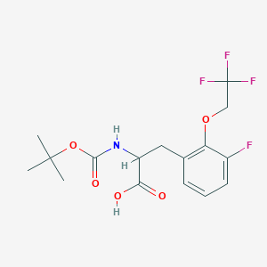 molecular formula C16H19F4NO5 B8176413 2-((tert-Butoxycarbonyl)amino)-3-(3-fluoro-2-(2,2,2-trifluoroethoxy)phenyl)propanoic acid 