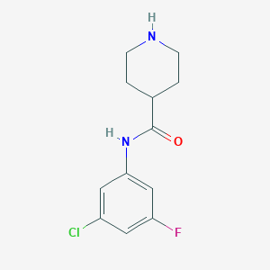molecular formula C12H14ClFN2O B8176432 N-(3-Chloro-5-fluorophenyl)piperidine-4-carboxamide 