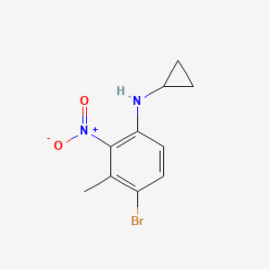 molecular formula C10H11BrN2O2 B8176437 4-Bromo-N-cyclopropyl-3-methyl-2-nitroaniline 