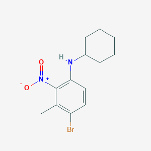 molecular formula C13H17BrN2O2 B8176446 4-Bromo-N-cyclohexyl-3-methyl-2-nitroaniline 