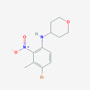 molecular formula C12H15BrN2O3 B8176453 N-(4-Bromo-3-methyl-2-nitrophenyl)tetrahydro-2H-pyran-4-amine 