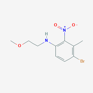 molecular formula C10H13BrN2O3 B8176455 4-Bromo-N-(2-methoxyethyl)-3-methyl-2-nitroaniline 